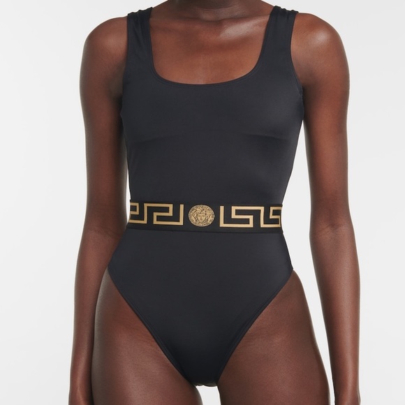New Versace Medusa motif Greca black one piece swimsuit L - Picture 2 of 12